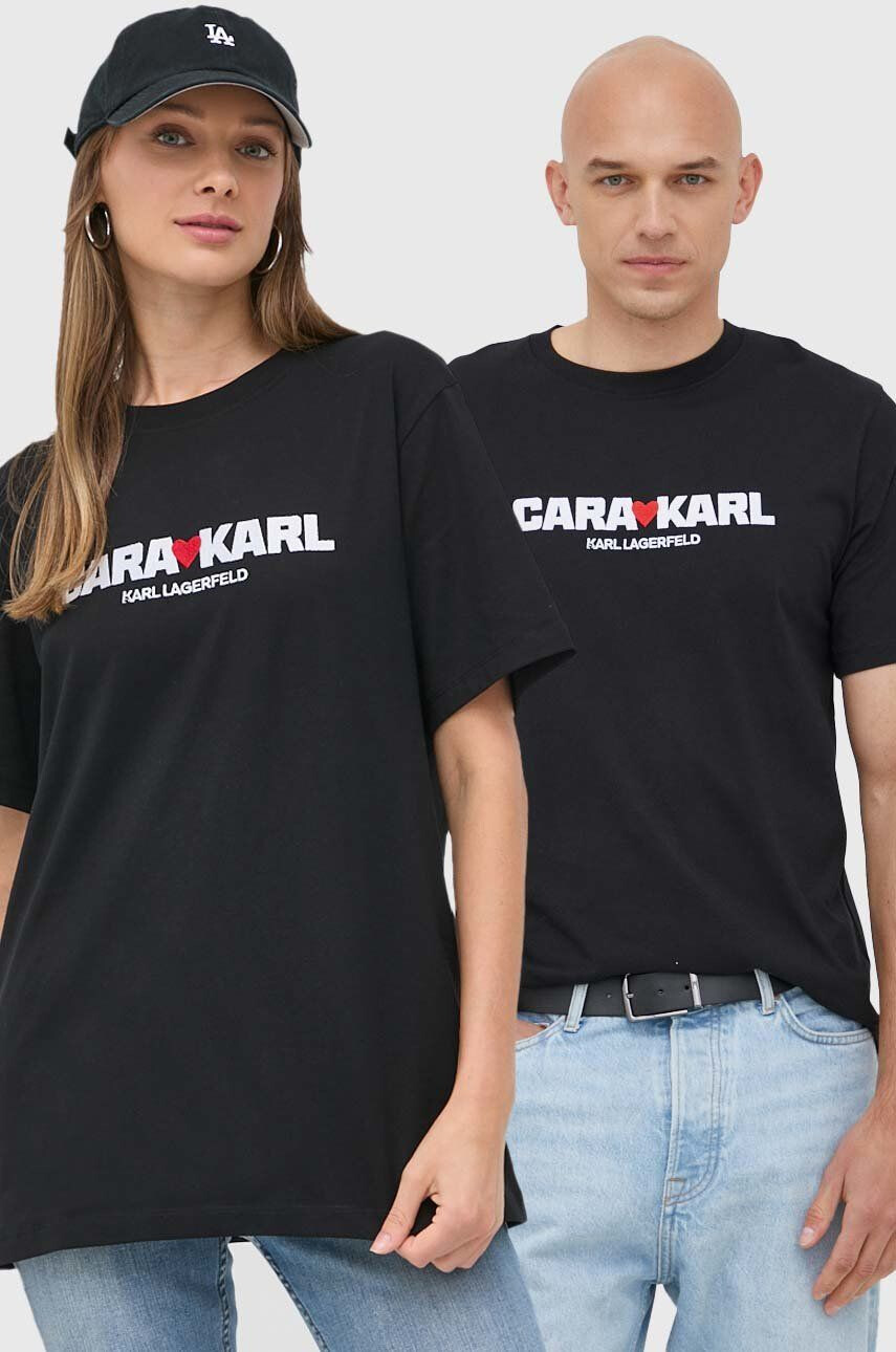 Karl Lagerfeld Bombažna kratka majica x Cara Delevingne - Pepit.si