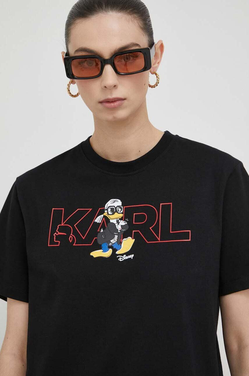 Karl Lagerfeld Bombažna kratka majica x Disney črna barva - Pepit.si