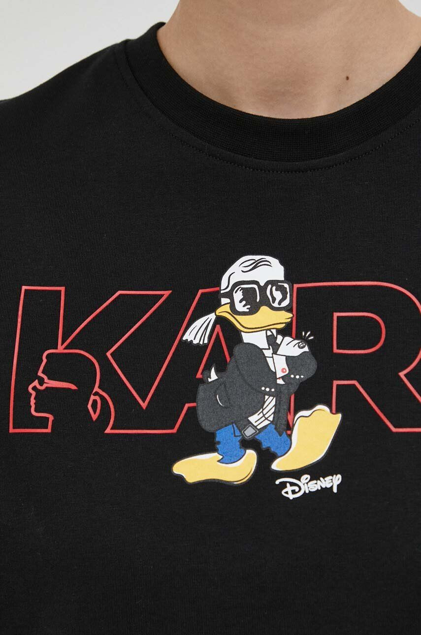 Karl Lagerfeld Bombažna kratka majica x Disney črna barva - Pepit.si