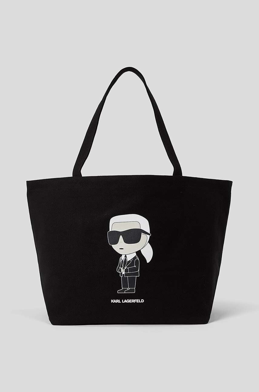 Karl Lagerfeld Bombažna torba črna barva - Pepit.si