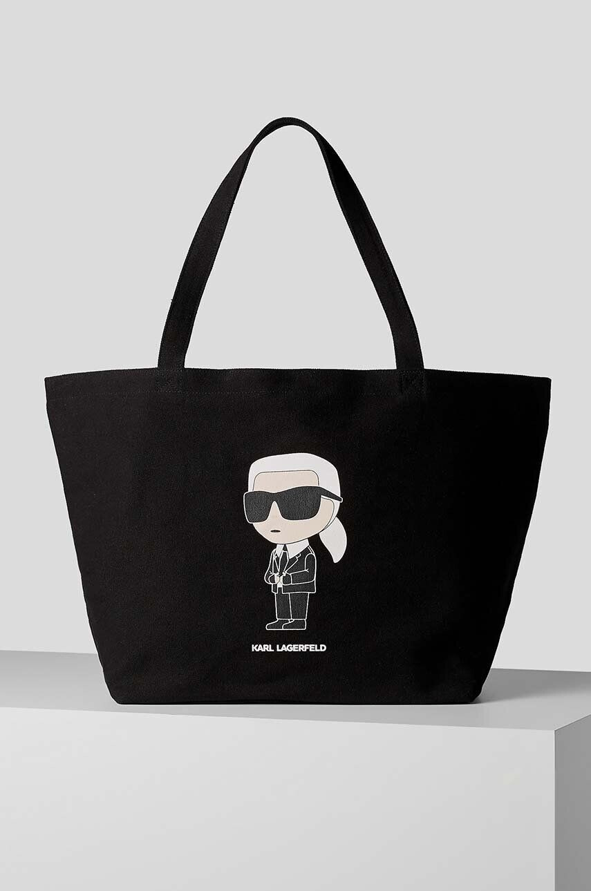 Karl Lagerfeld Bombažna torba črna barva - Pepit.si