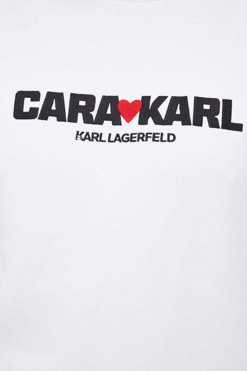 Karl Lagerfeld Pulover x Cara Delevingne ženska bela barva - Pepit.si