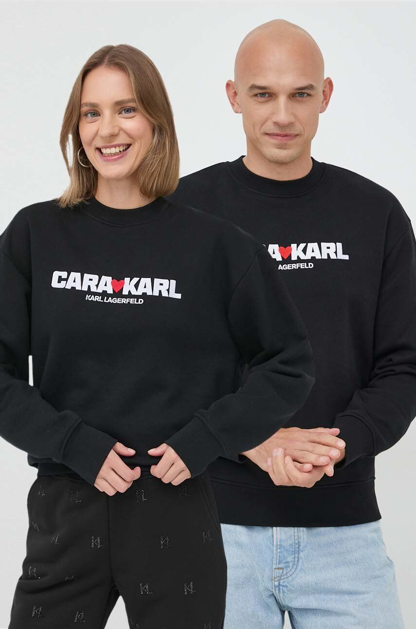 Karl Lagerfeld Pulover x Cara Delevingne ženski črna barva - Pepit.si