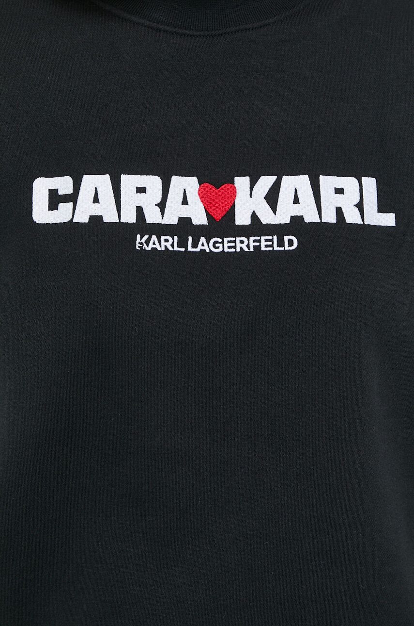 Karl Lagerfeld Pulover x Cara Delevingne ženski črna barva - Pepit.si