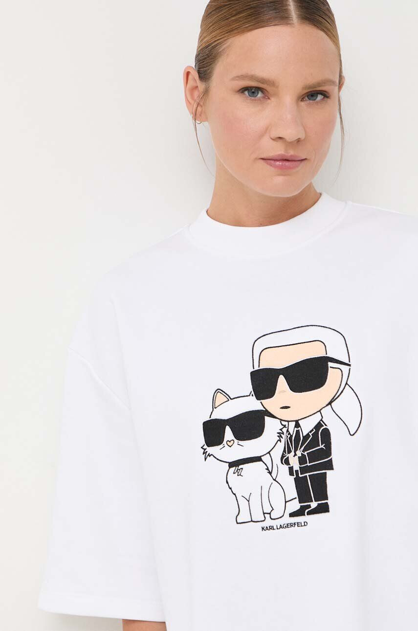 Karl Lagerfeld Pulover ženska bela barva - Pepit.si