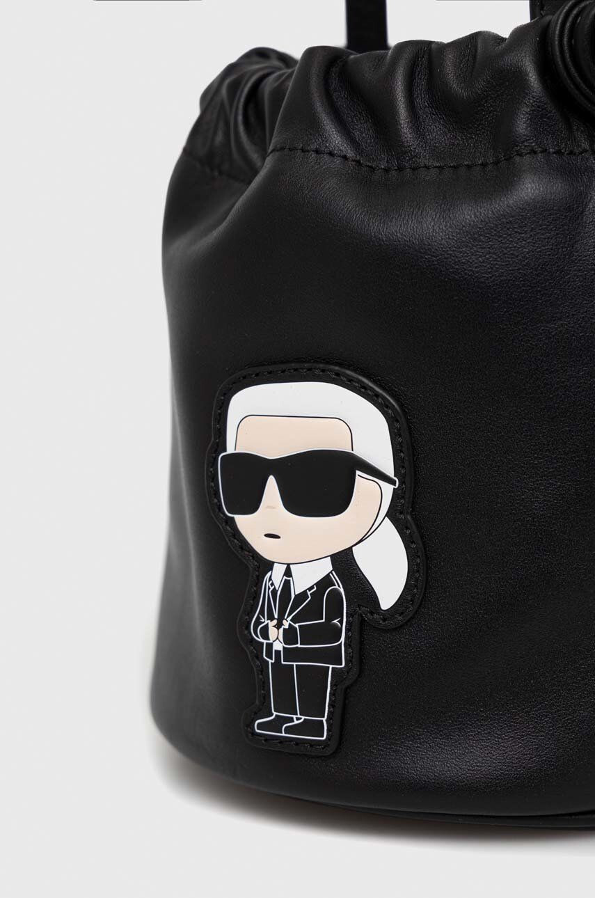 Karl Lagerfeld Usnjena torbica črna barva - Pepit.si