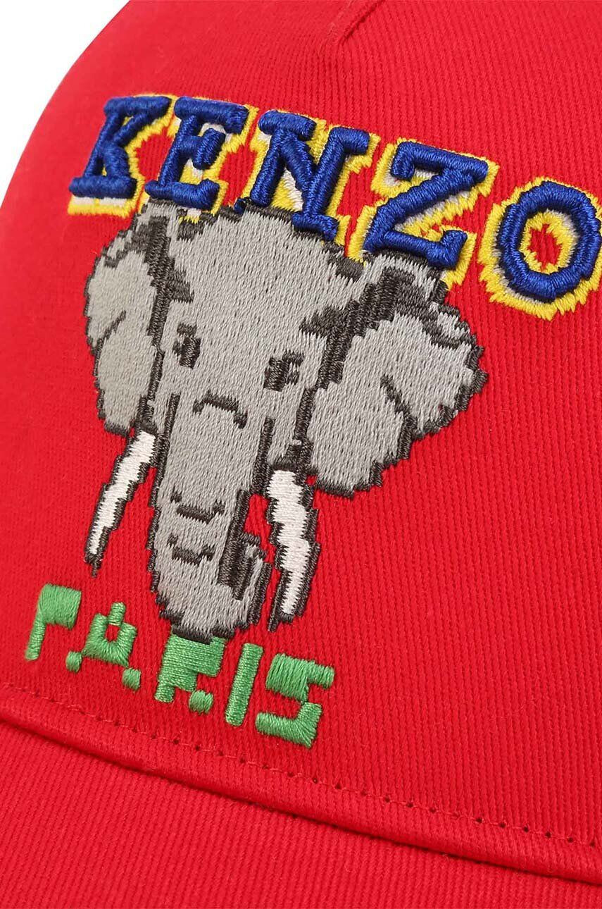 Kenzo kids Otroška bombažna bejzbolska kapa rdeča barva - Pepit.si