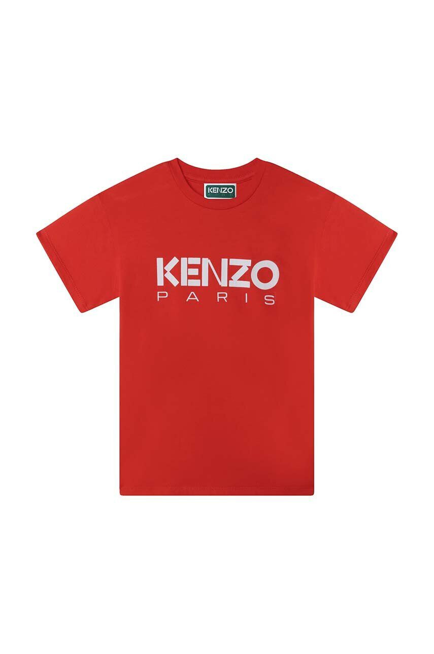 Kenzo kids Otroška bombažna kratka majica rdeča barva - Pepit.si