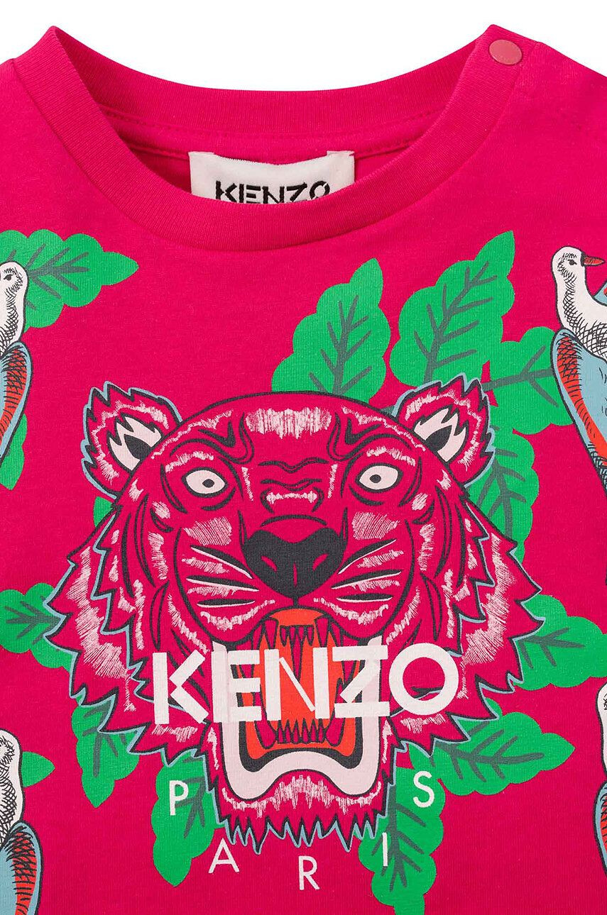 Kenzo kids Otroška bombažna kratka majica roza barva - Pepit.si