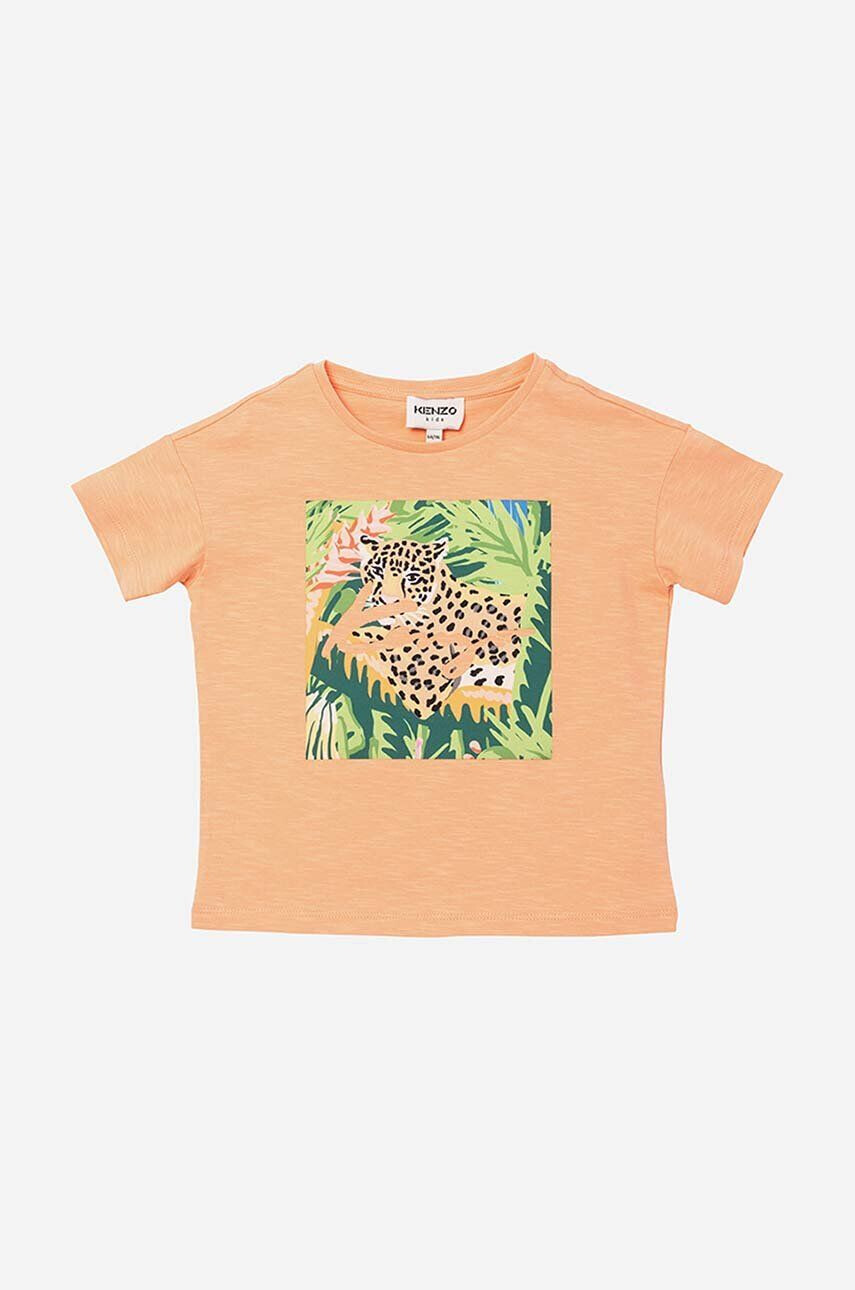 Kenzo kids Otroška bombažna kratka majica Short Sleeves Tee-Shirt oranžna barva - Pepit.si