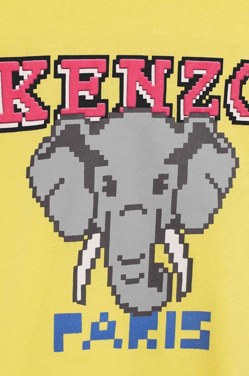 Kenzo kids Otroška bombažna majica z dolgimi rokavi zelena barva - Pepit.si