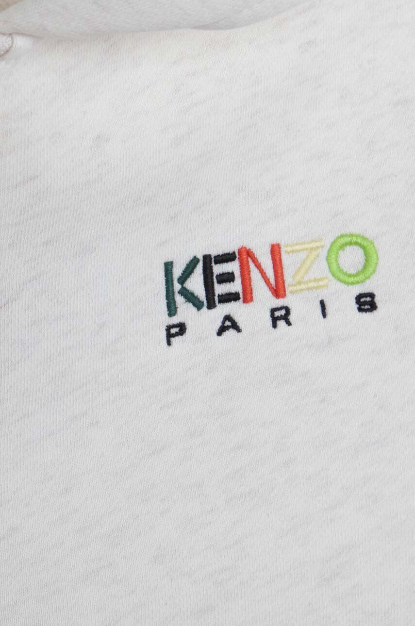 Kenzo kids Otroški bombažen pulover bež barva s kapuco - Pepit.si