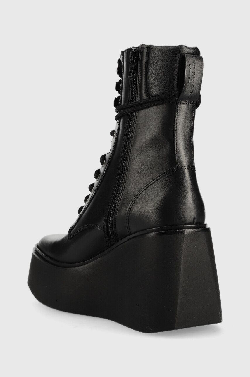 Kurt Geiger London Usnjeni gležnarji Stately Lace Up Boot ženski črna barva - Pepit.si