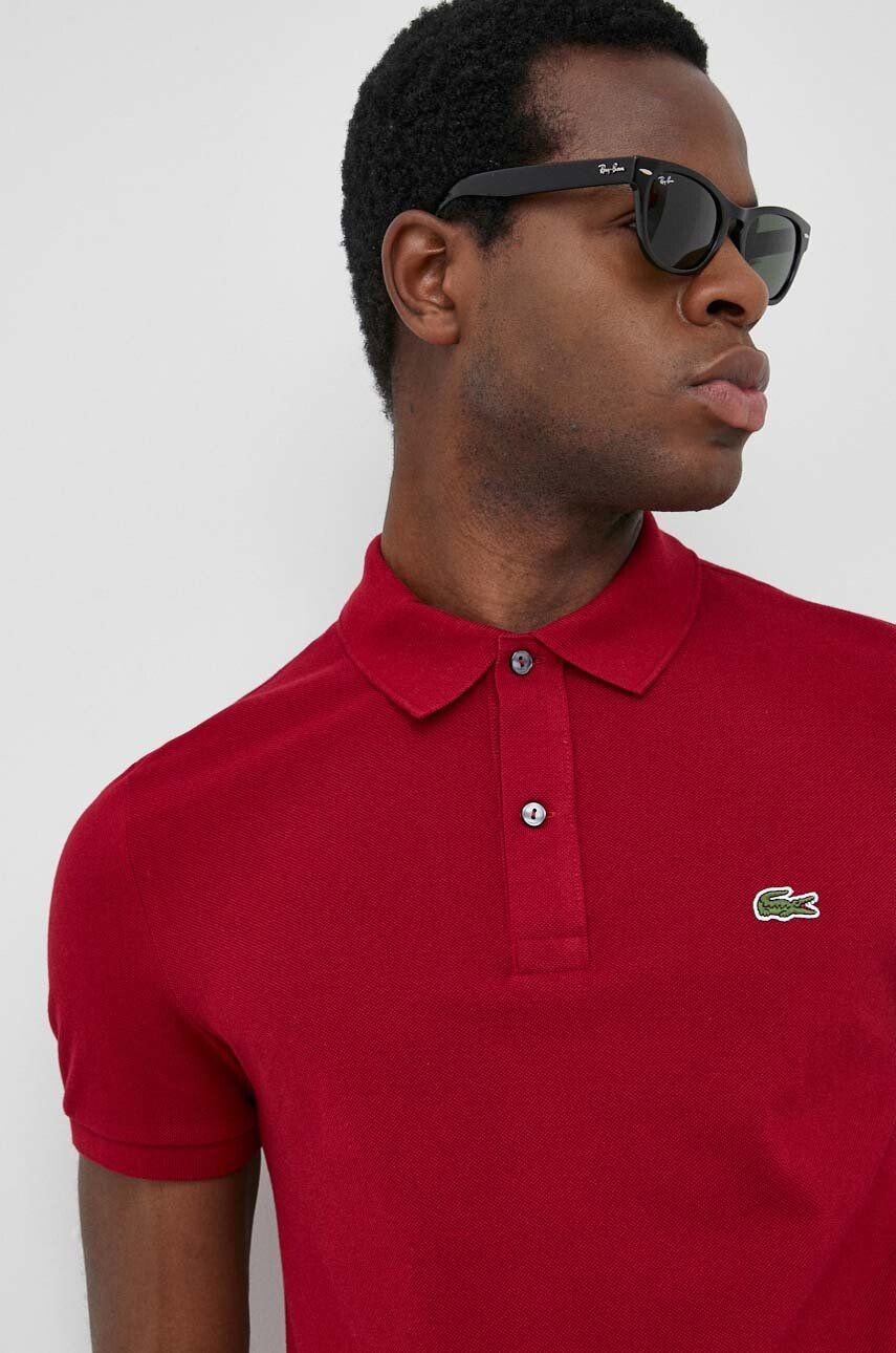 Lacoste Bombažen polo bordo barva - Pepit.si