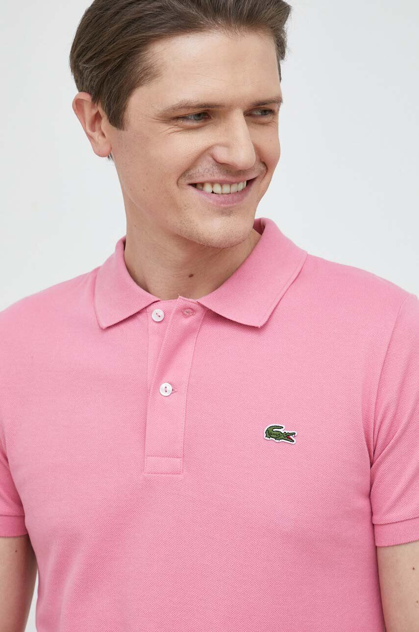 Lacoste Bombažen polo roza barva - Pepit.si