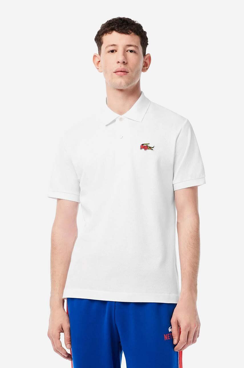 Lacoste Bombažen polo x Netflix bela barva - Pepit.si