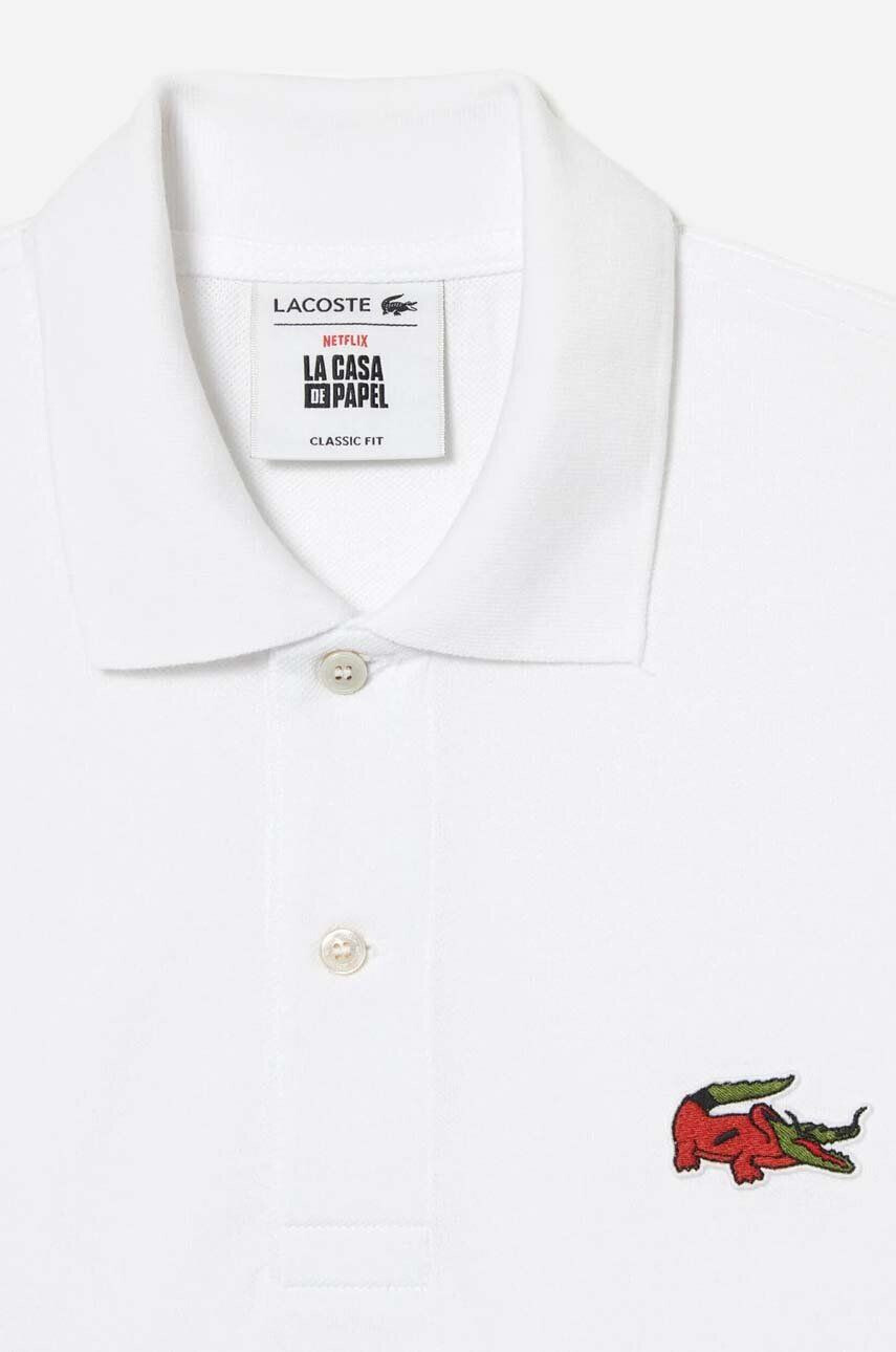 Lacoste Bombažen polo x Netflix bela barva - Pepit.si