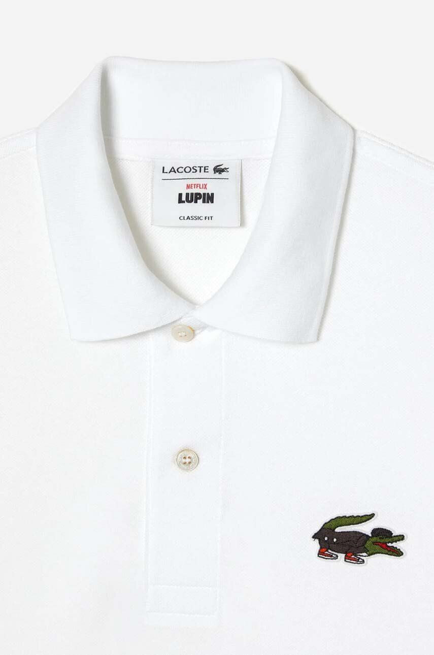 Lacoste Bombažen polo x Netflix bela barva - Pepit.si