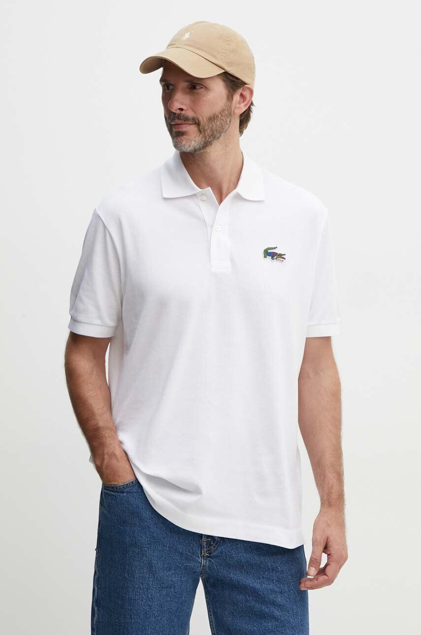 Lacoste Bombažen polo x Netflix bela barva - Pepit.si