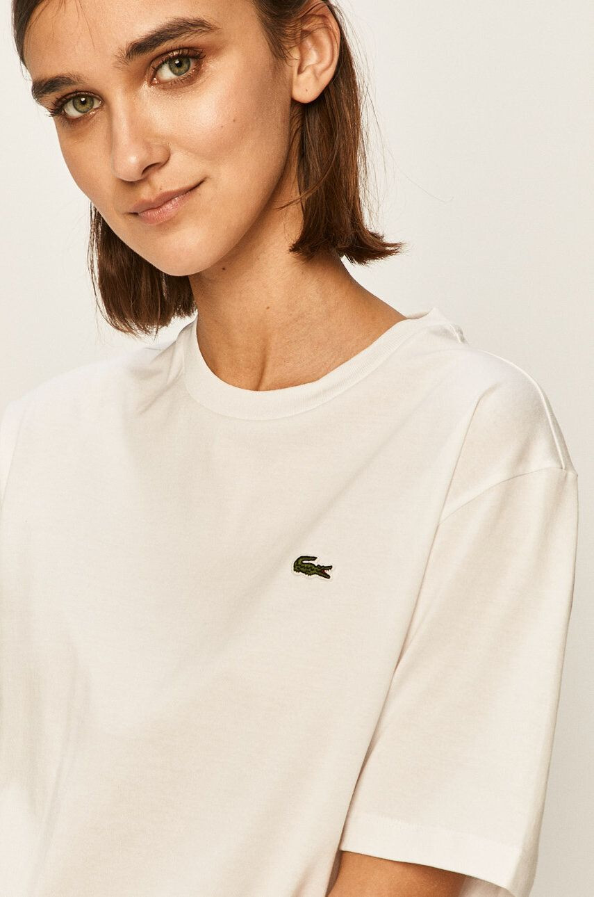 Lacoste Bombažen t-shirt bela barva - Pepit.si