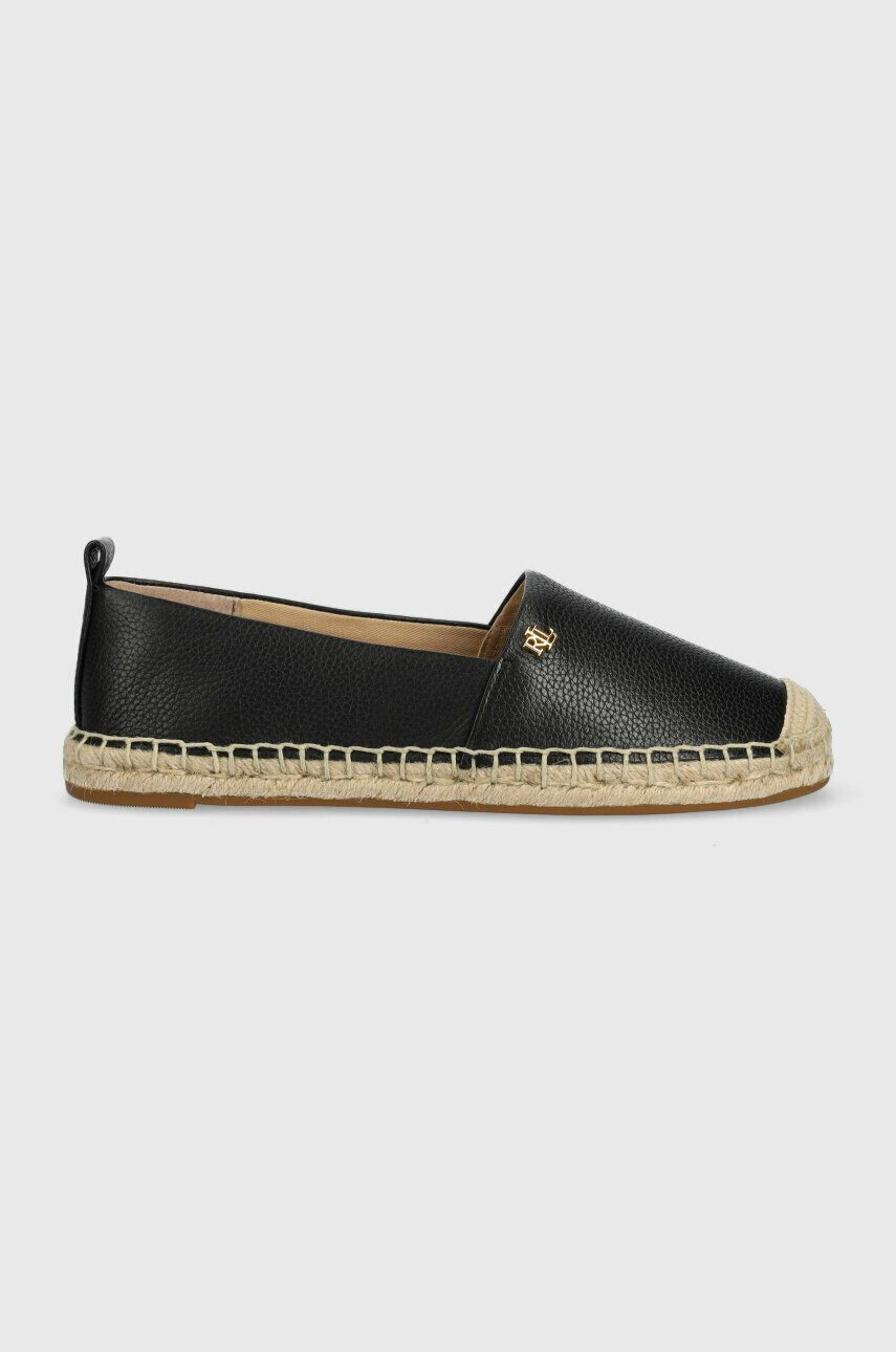 Lauren Ralph Lauren Usnjene espadrile Cameryn IV črna barva 802905304001 - Pepit.si