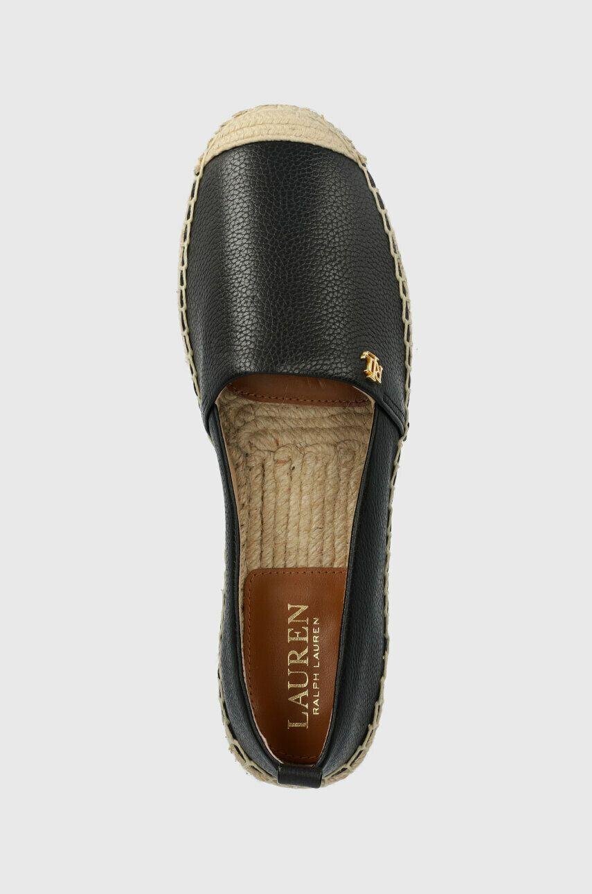 Lauren Ralph Lauren Usnjene espadrile Cameryn IV črna barva 802905304001 - Pepit.si