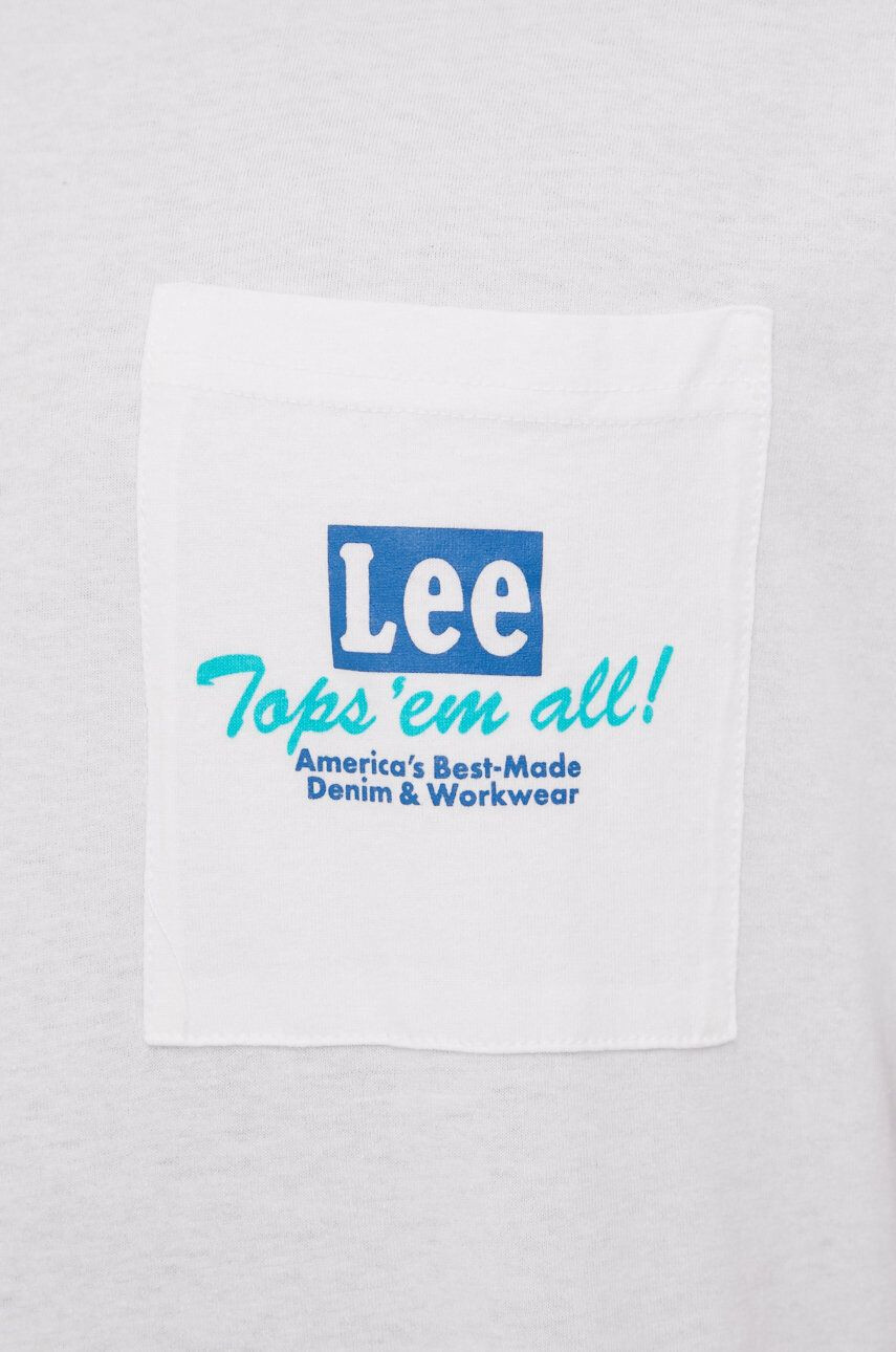 Lee Bombažen t-shirt bela barva - Pepit.si