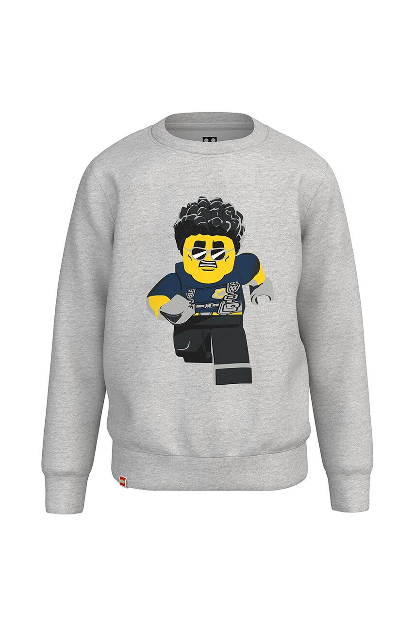 Lego Otroška bombažna mikica Wear siva barva - Pepit.si