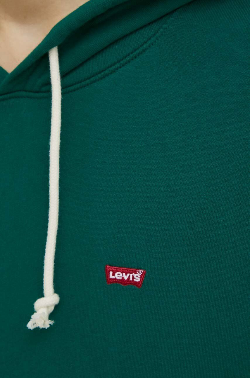 Levi's Bombažen pulover moška zelena barva s kapuco - Pepit.si