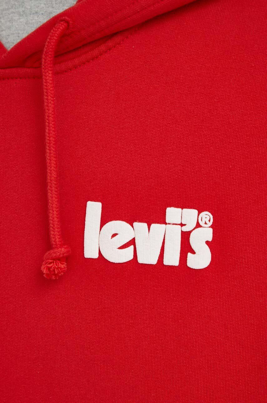 Levi's Bombažen pulover moška rdeča barva s kapuco - Pepit.si