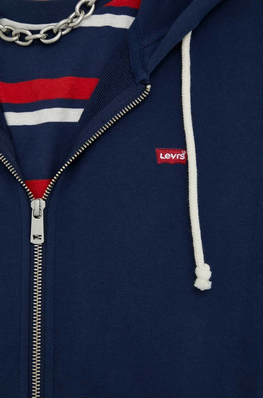 Levi's bombažen pulover moška mornarsko modra barva s kapuco - Pepit.si