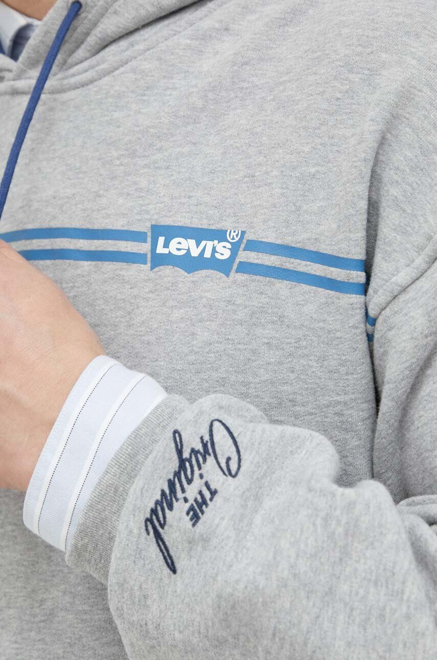 Levi's Bombažen pulover moška siva barva s kapuco - Pepit.si