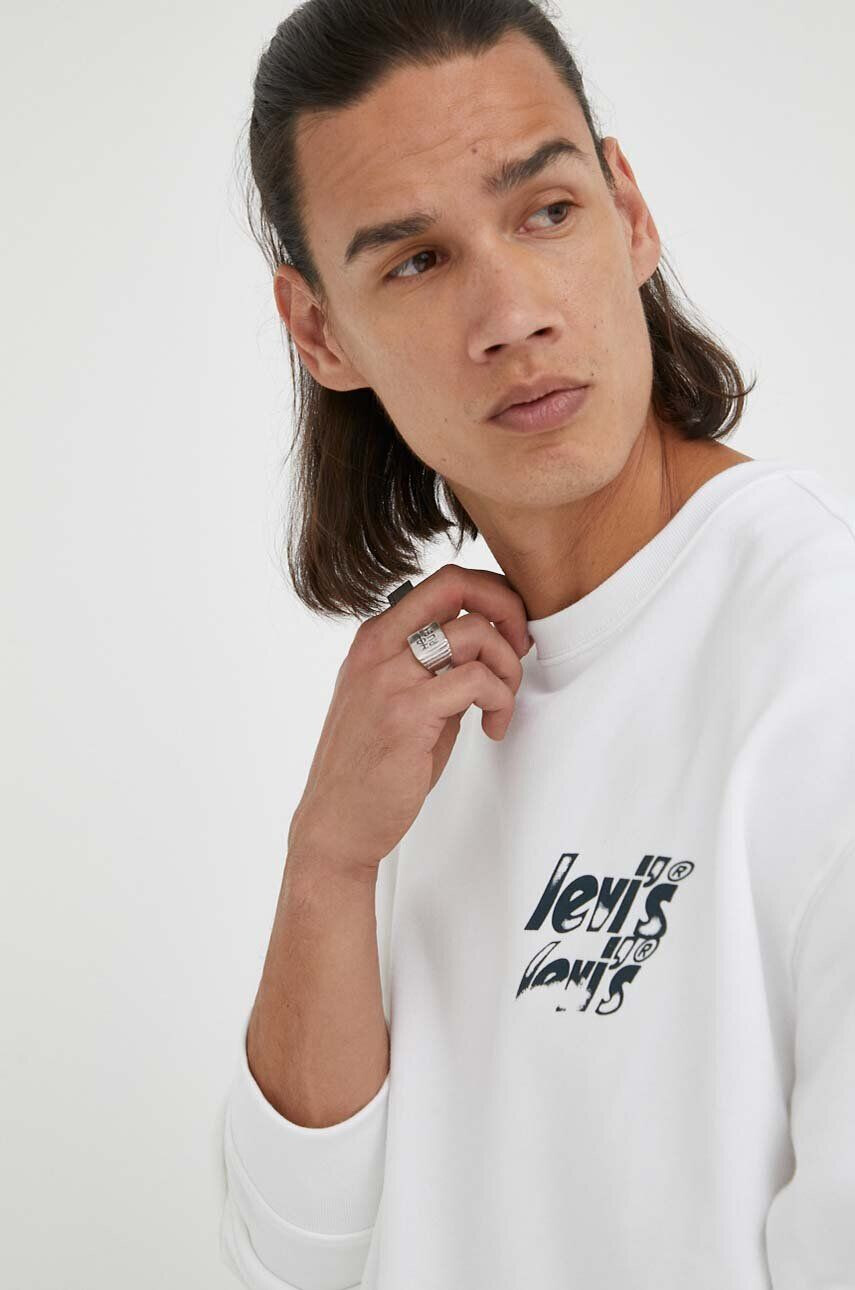 Levi's Bombažen pulover moška bela barva - Pepit.si