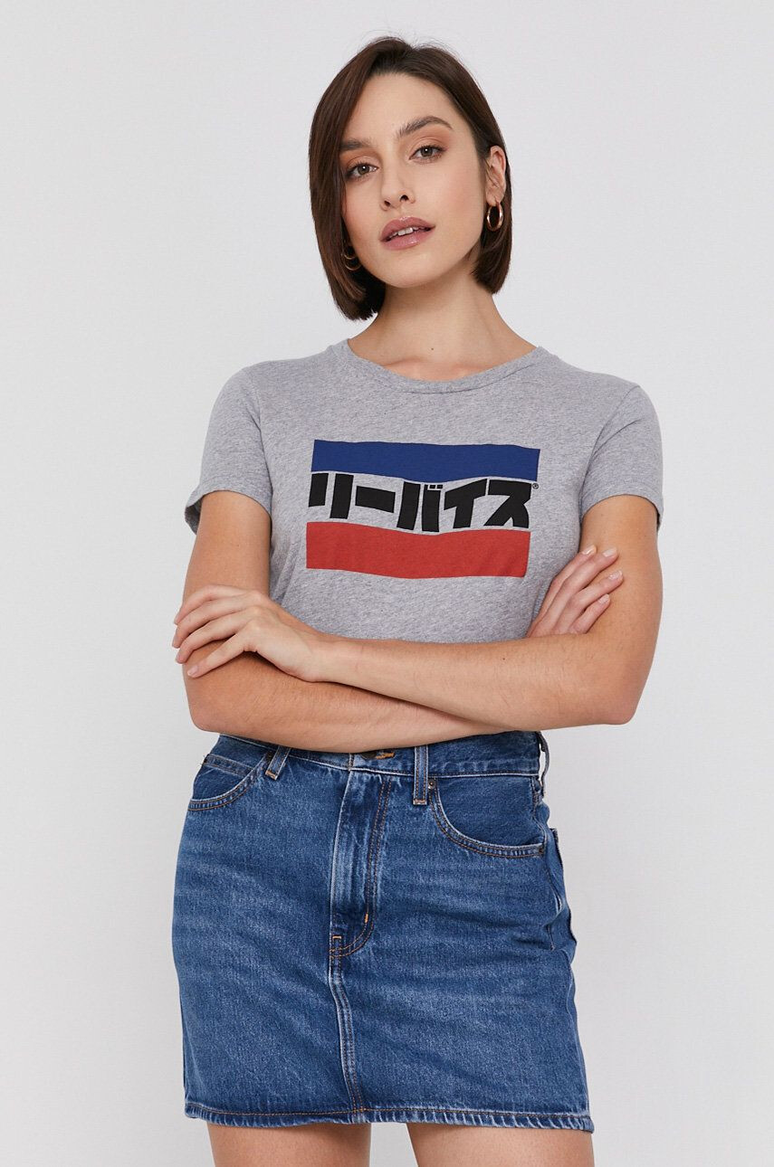 Levi's Bombažen t-shirt siva barva - Pepit.si