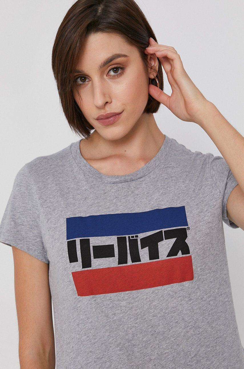 Levi's Bombažen t-shirt siva barva - Pepit.si