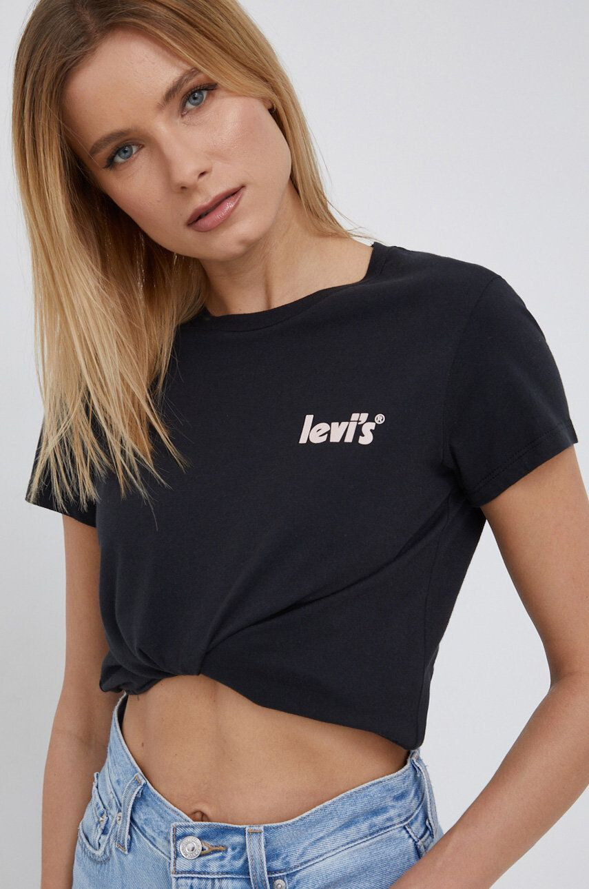 Levi's Bombažen t-shirt črna barva - Pepit.si