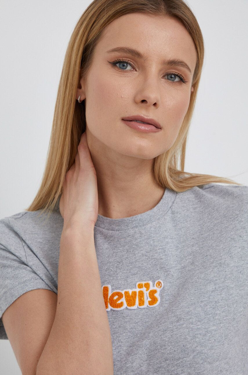 Levi's Bombažen t-shirt siva barva - Pepit.si