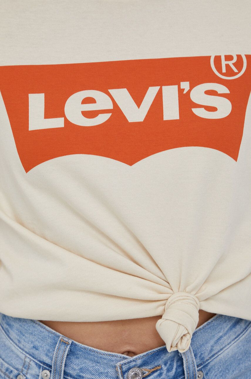 Levi's Bombažen t-shirt kremna barva - Pepit.si