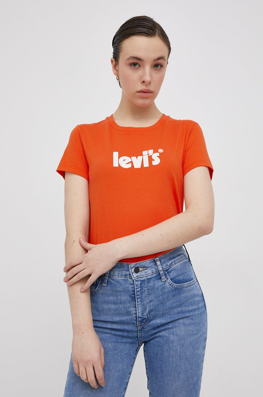 Levi's Bombažen t-shirt oranžna barva - Pepit.si