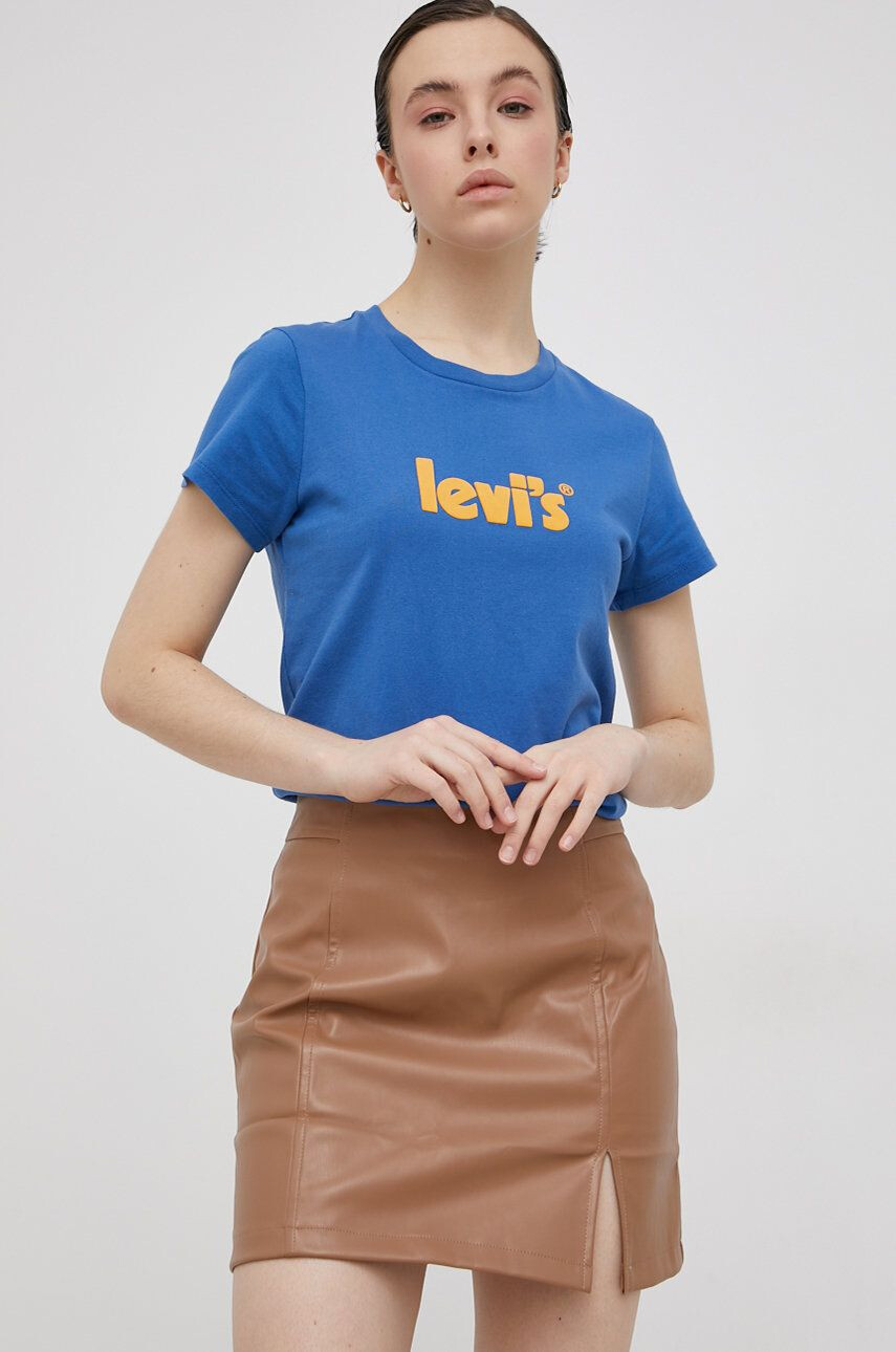 Levi's Bombažen t-shirt modra barva - Pepit.si