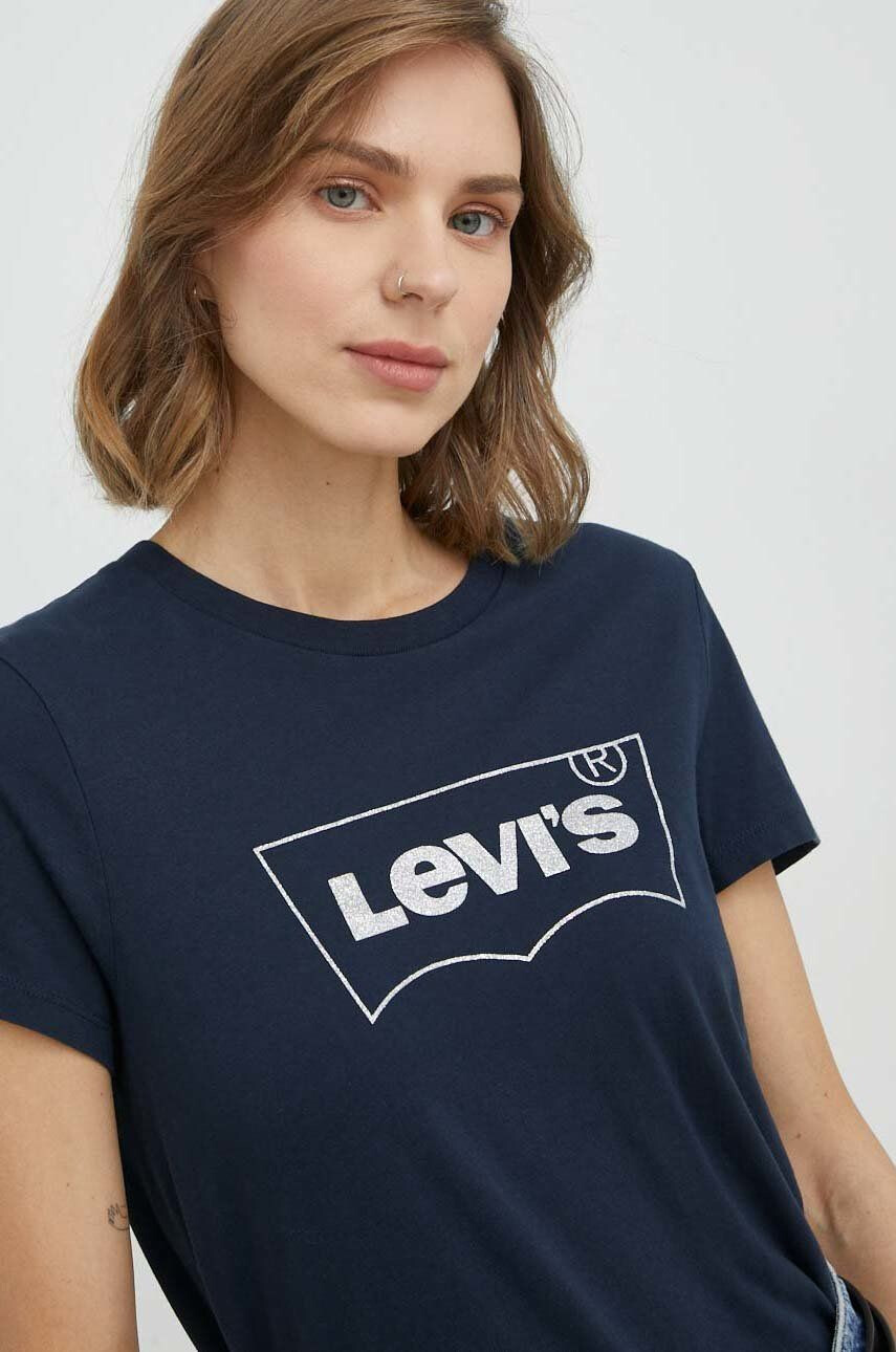 Levi's Bombažna kratka majica mornarsko modra barva - Pepit.si