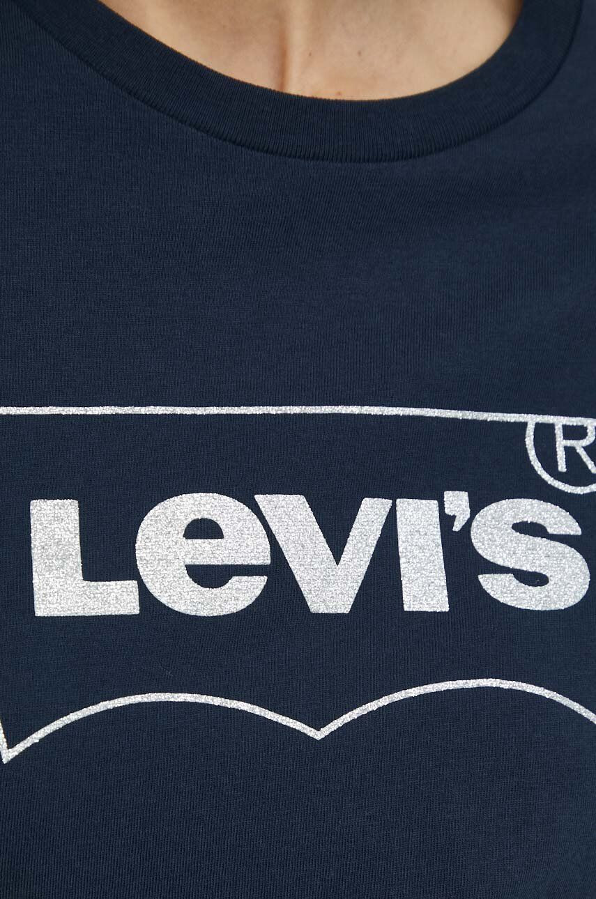 Levi's Bombažna kratka majica mornarsko modra barva - Pepit.si