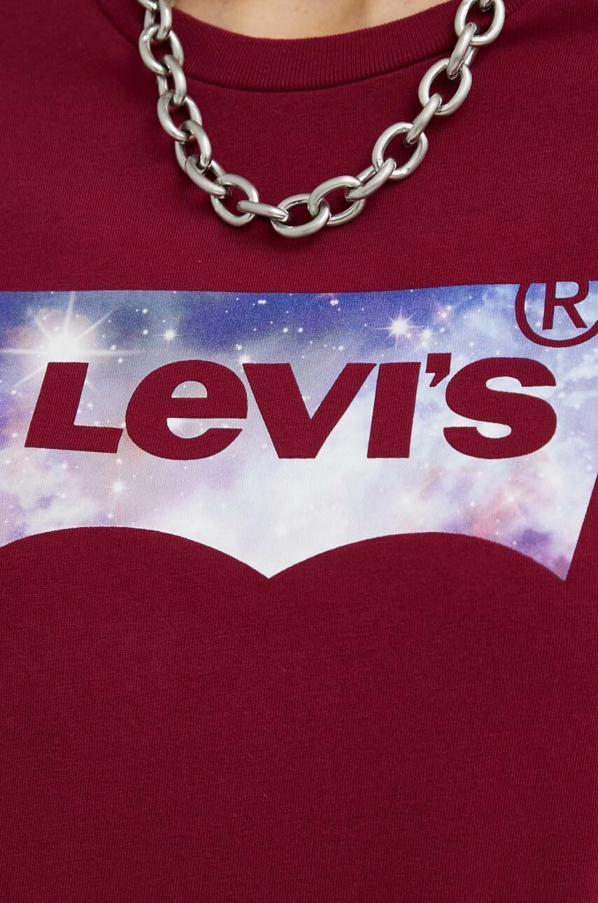 Levi's Bombažna kratka majica bordo barva - Pepit.si