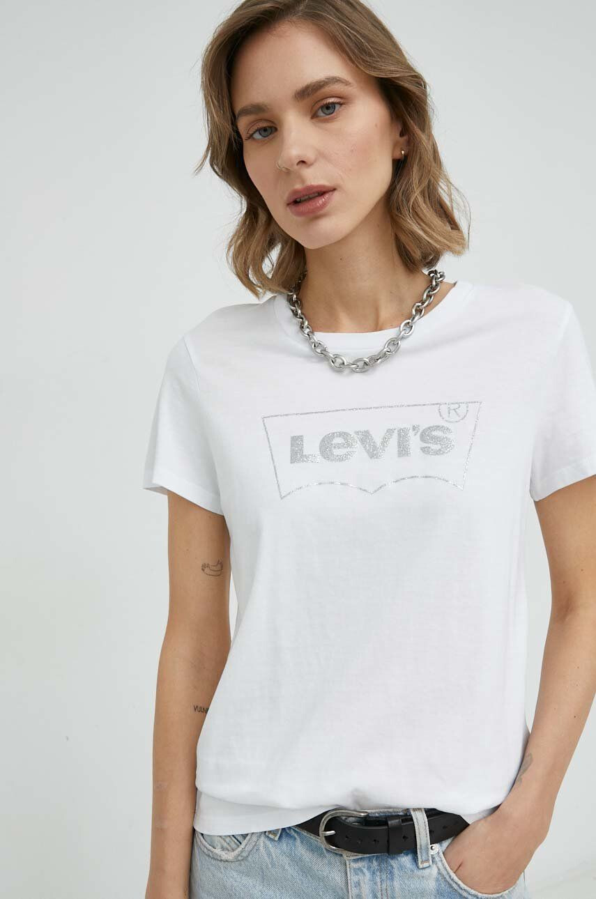 Levi's Bombažna kratka majica bela barva - Pepit.si