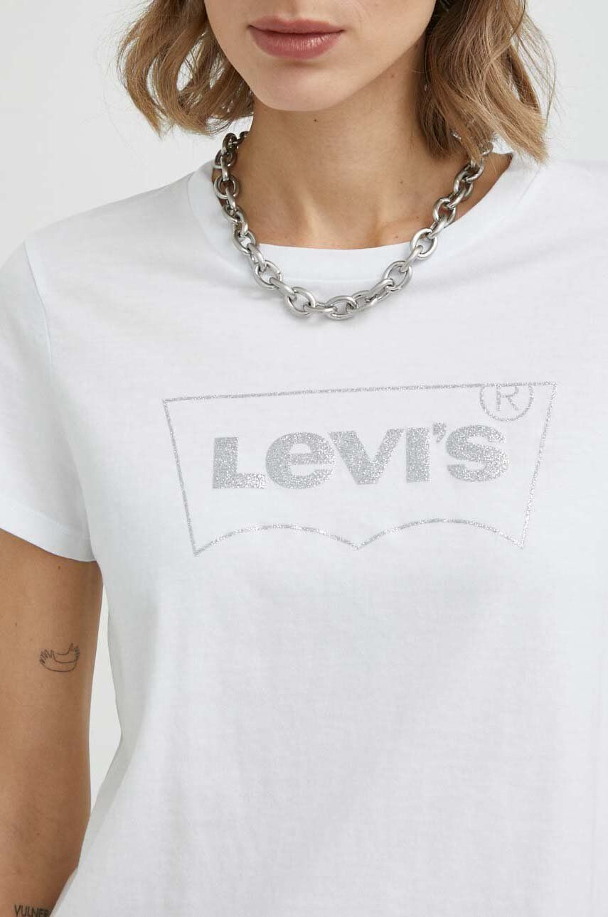 Levi's Bombažna kratka majica bela barva - Pepit.si