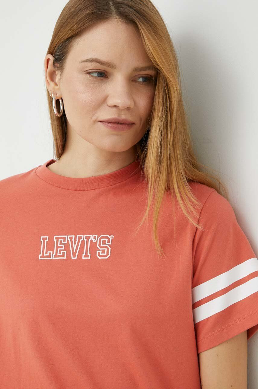 Levi's Bombažna kratka majica oranžna barva - Pepit.si