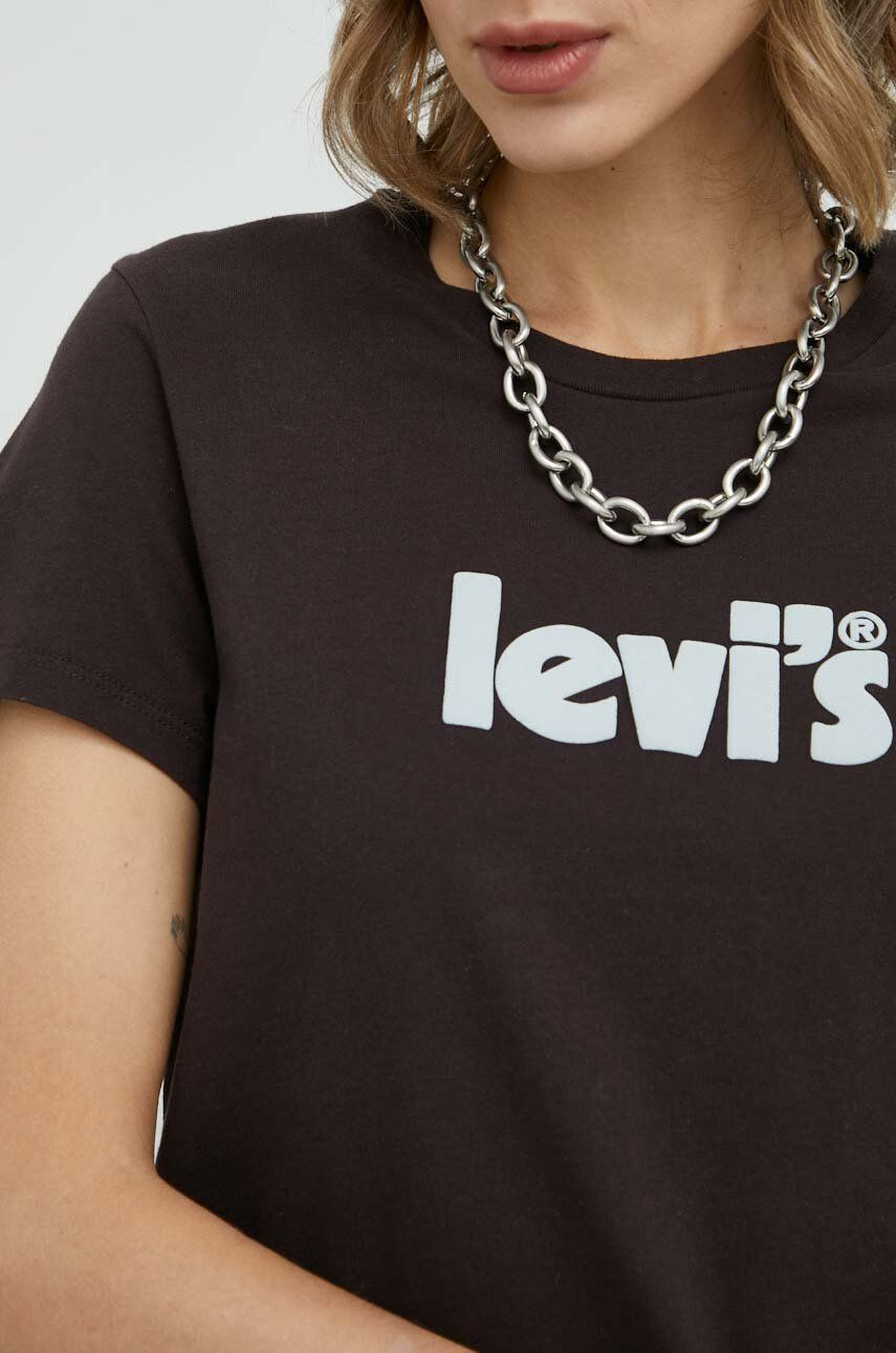 Levi's Bombažna kratka majica rjava barva - Pepit.si