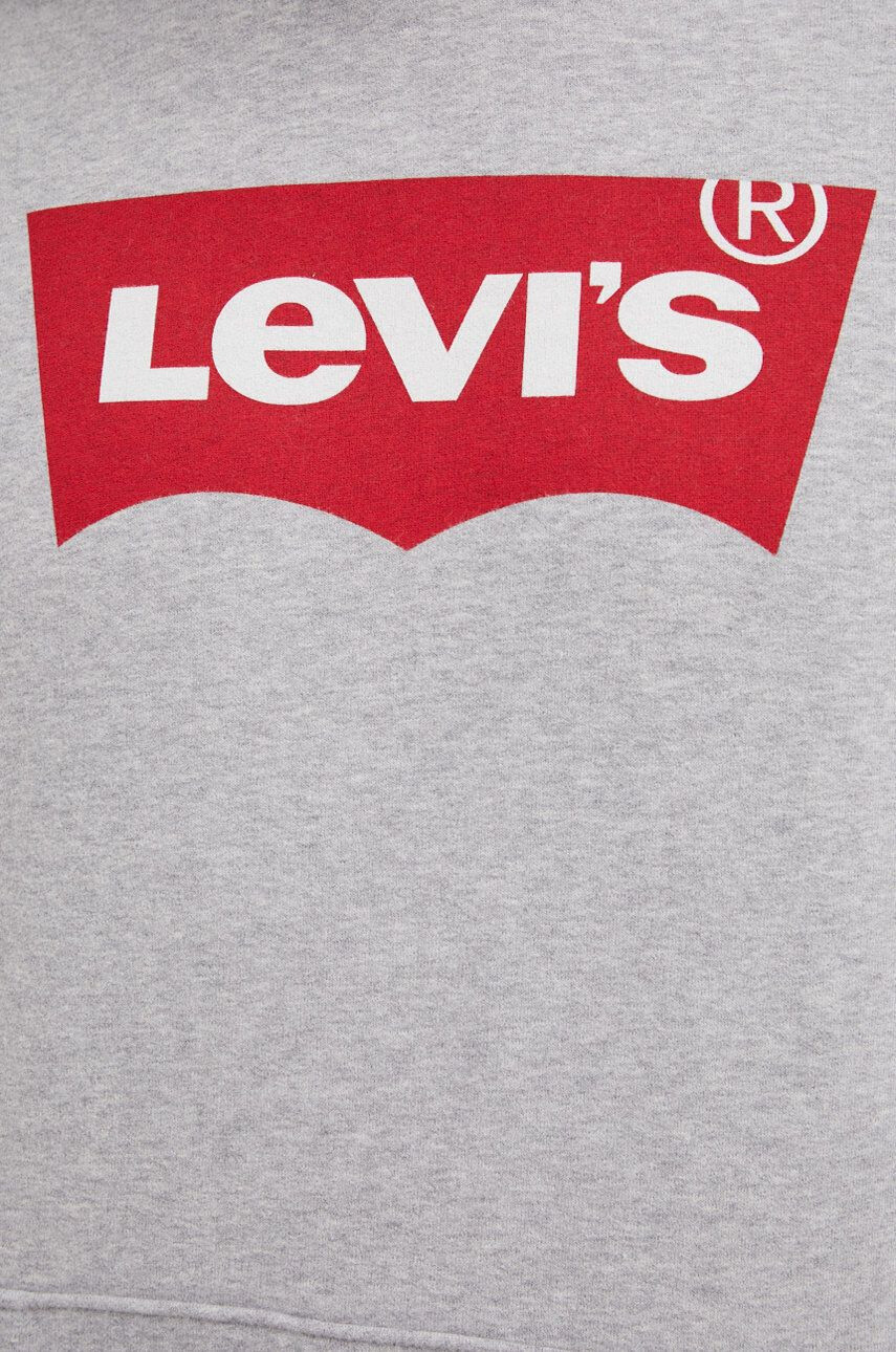 Levi's Bombažna mikica moška siva barva s kapuco - Pepit.si