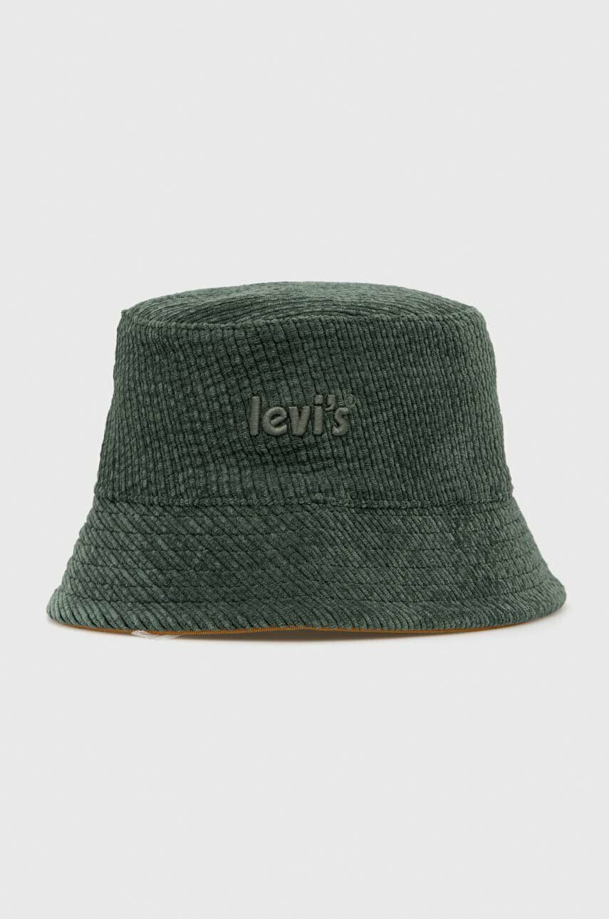 Levi's Dvostranski klobuk zelena barva - Pepit.si