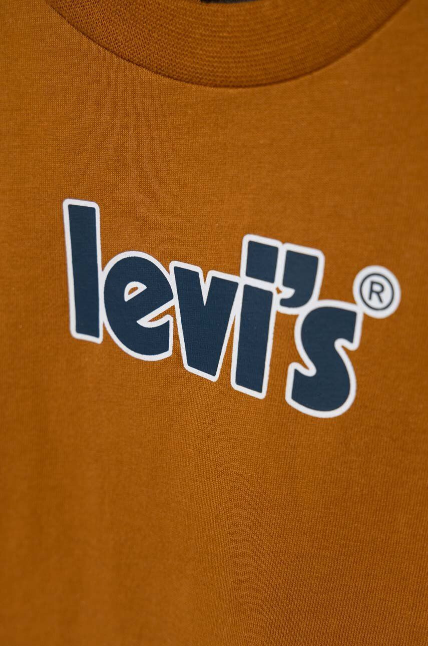 Levi's Otroška bombažna kratka majica rjava barva - Pepit.si